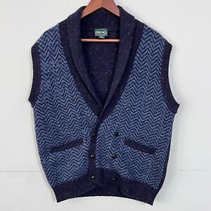Vintage 70S 80s Izod Mens Cardigan Size M Shetland Wool Double Breasted Vest