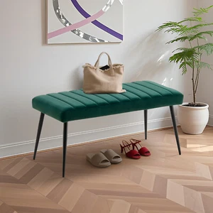 Premium Velvet Padded Bench, modern upholstered bench for end of bed, hallway - Picture 1 of 9