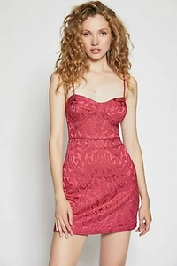 FREE PEOPLE Karla Blossom Pink Brocade Satin Mini Dress sz 8 NWT $250 - Picture 1 of 3