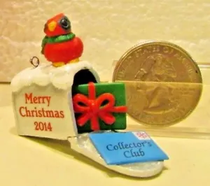 2014 Hallmark A MERRY BUZÓN repintado adorno en miniatura cardenal - Imagen 1 de 8