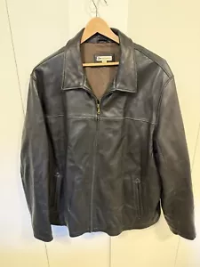 Vintage MOORES Mens Size 3XLT Black Leather Lambskin Jacket Coat - Picture 1 of 16