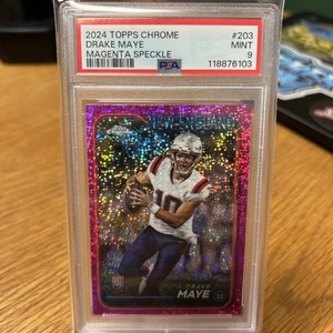2024 Topps Chrome Drake Maye #203 rosa glitter /399 RC Patriots - Foto 1 di 2