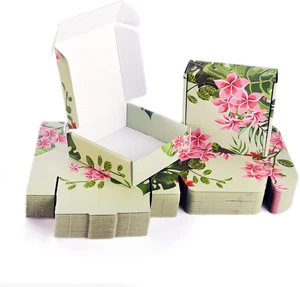 Cajas de envío pequeñas florales hawaianas, 6x6x2 pulgadas, paquete de 25, cartón reciclable - Imagen 1 de 11