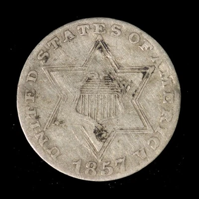 1857 Three Cent Silver Dime- Free Shipping USA - Image 1 of 3