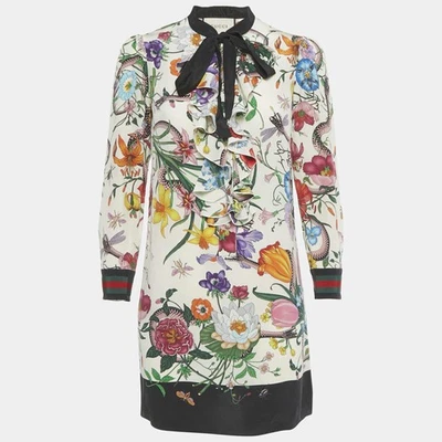 Gucci Multicolor Floral Print Silk Ruffled Mini Dress M - Image 1 of 4