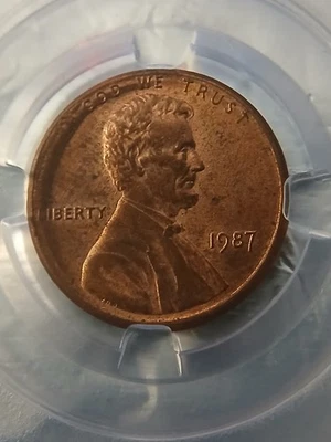 1987 P- U.S. Lincoln Penny - 1 cent - Error Coin - Misaligned Die - Rotated Die - Image 1 of 4