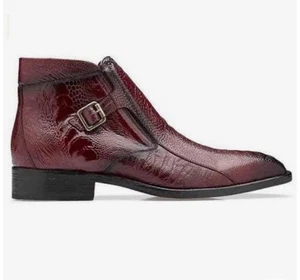 UEC BELVEDERE BURGUNDY GENUINE OSTRICH ZIP UP BOOTS CLASSY SZ 11 - Picture 1 of 15