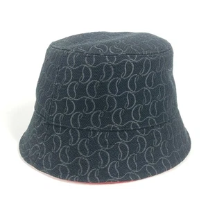 Christian Louboutin Logo CL bucket hat bob hat cotton Black/Red Unused - Picture 1 of 10