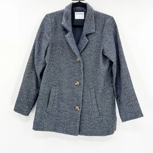 Old Navy Black and White Striped Pea Coat XS - Picture 1 of 4
