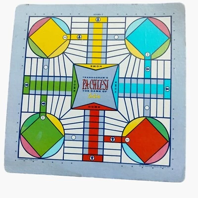 Transogram Pa Chiz Si Game of India Board Card 2 sided Pachisi Vintage 1955 - Image 1 of 4
