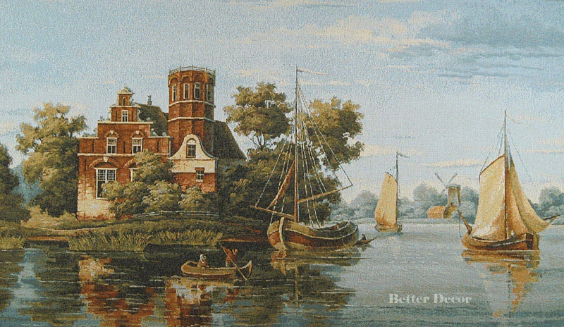 39.5" WALL JACQUARD WOVEN TAPESTRY Sea Shore View EUROPEAN DECOR - Image 1 of 1