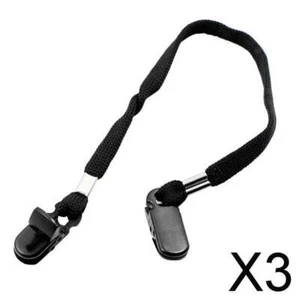 3x 9mm Outdoor Camping Hiking Hat Scarf Wind Clip Lanyard Ropes Cord Black - Picture 1 of 7
