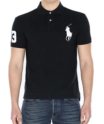 *NWT - POLO RALPH LAUREN Mens Big Pony Custom Slim Fit Polo Shirt- BLACK- S  XXL - Image 1 of 4