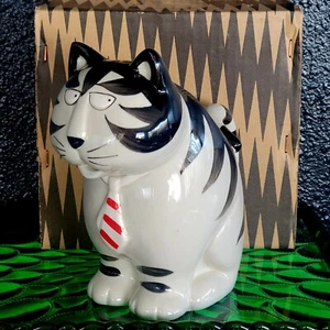Vintage Takahashi Tom Cat Pitcher Hand Painted Orig Box - Picture 1 of 12