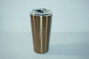 Starbucks Gold Stainless Steel Embossed Mermaid Logo 18 OZ Tumbler 2012 W/ Lid - Picture 1 of 6