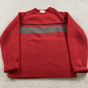 J Crew Wool Sweater Men’s Large Red Crewneck Adult Casual Pullover New 100% Wool