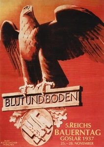 Imagen impresa póster sangre y suelo de águila alemana Segunda Guerra Mundial und Boden - Imagen 1 de 1