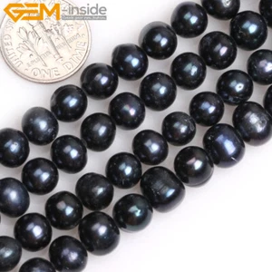 Pink Gray Round Freshwater Pearl Bullet Natural Gems Beads Jewelry Making 7-8mm - Picture 1 of 41