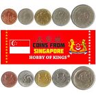 5 Different Coins From Singapore. Collectible Money From Asia. Foreign Currency