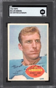 1960 Topps Jim Gibbons Autographed Rookie Card RC #44 SGC Detroit Lions - Picture 1 of 2