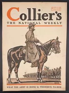 June 30, 1917 Collier's Cover of mounted US Calvary Officier by Edward Penfield - Picture 1 of 1