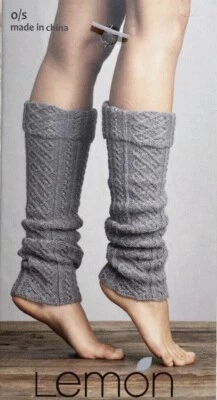 Lemon Super Soft Leg Warmers Gray  Tulle Cable Tall Knit Cozy Nwt Long - Image 1 of 4