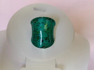 Dichroic Glass Blown Teal Speckled Wide Band Ring Size 8 Chunky Y2K Statement - Picture 1 of 6