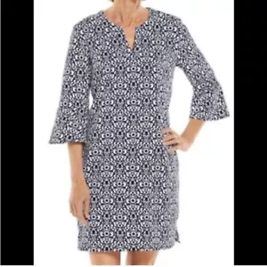 Abito Coolibar piccolo Cannes tunica stampa blu bianco donna copricostume XL - Foto 1 di 8