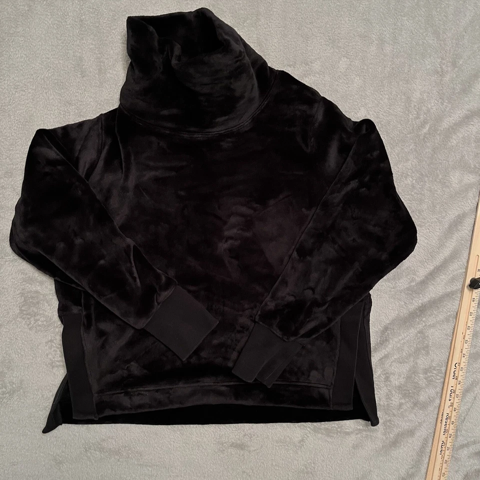 Sudadera Pullover Negra Athleta Mujer (M) Doble Acogedora Karma Cuello Embudo Foto 1 de 4