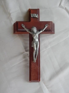 Vintage Jesus Wooden Crucifix Wall Cross Hidden Compartment INRI Holy Water 13” - Picture 1 of 5