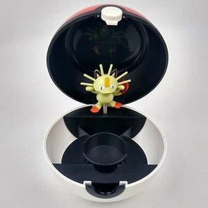 Vintage Pokémon Replica Pokeball Storage Box Spring Action Meowth 1998 Tri-Star - Picture 1 of 6