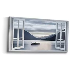 Lake Window View Wall Art: Nature Canvas Picture Calming 40L" x 20W" Lake 01 - Picture 1 of 7