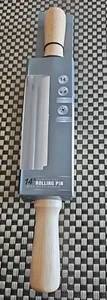 ROLLING PIN STAINLESS STEEL W/WOOD HANDLE 14"x2" (ACT. 13.75" W/HANDLES)-NEW! - Picture 1 of 5