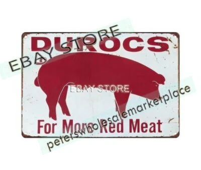1950s Durocs Pig Pork Farm swine Hog more red meat metal tin sign deco bar - Image 1 of 4