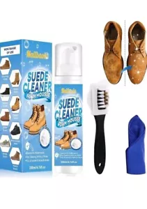 Suede NuBuck Foam Cleaner 200ml + Suede Brush & Cloth, Shoes Boots Bags Jackets - Picture 1 of 6
