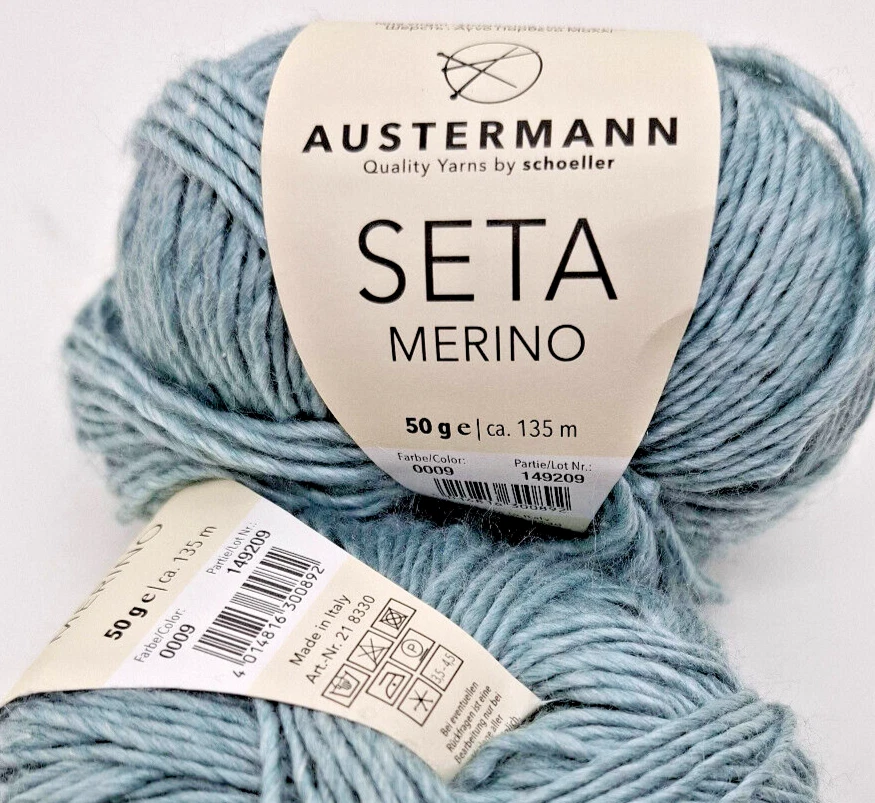 (259 €/kg):  50 g SETA MERINO, Austermann Fb. 09 mintgrün #7444 - Bild 1 von 1