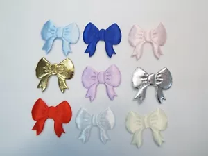 9pcs. Iron On Bow Motif -Trimming,Appliques,Wedding- Satin Lace Ribbon 3cm x 3cm - Picture 1 of 19