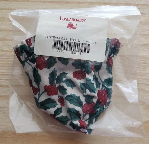 Longaberger Holly LINER for  Sweet Basil Booking Basket Cover