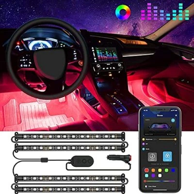LED Car Strip Lights with 2 Lines Waterproof Design,48 LEDs App Control , DC 12V - Image 1 of 4
