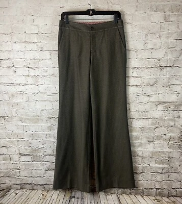 Rebecca Taylor Women's Size 2 Brown & Pink 100% Wool Trouser Pants Pockets USA - Image 1 of 4