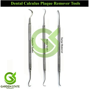 3 Pezzi Rimuovi Tartaro Dentale Placca Falce Scaler Jacquette Raschietto Calcolo Denti - Foto 1 di 4