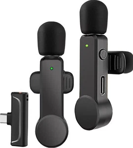 2 Pack Lavalier Microphone USB C Wireless Lav Mic for Android Phone Noise Cancel - Picture 1 of 6
