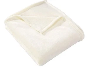 Flannel Fleece Throw Blanket Ivory - Super Soft Plush Microfiber Solid Blanke... - Picture 1 of 8