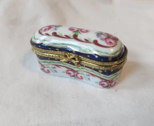 Vintage Limoges handbemalte rosa Rosen Schmuck/Pillendose - Bild 1 von 5