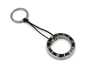 Portachiavi Acciaio Cromato Ghiera Nera Accessori Watch Ottima Qualità Novità - Picture 1 of 8