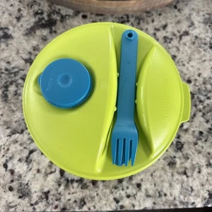 TUPPERWARE große Salatschüssel für unterwegs Behälter Messer Gabel & Dressingbecher - Bild 1 von 7