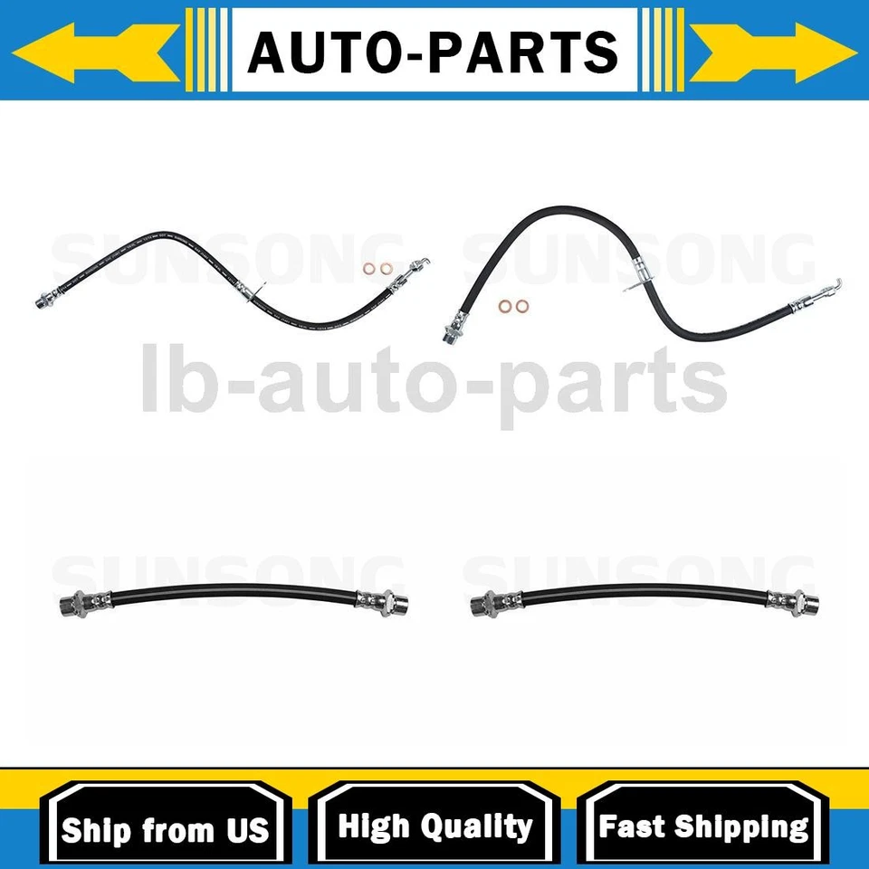 Front Rear Brake Hose Line Sunsong 4PCS For 2003-2008 Pontiac Vibe 1.8L FWD - Image 1 of 4