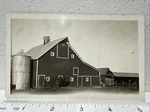 Vintage Real Photo Postcard RPPC Men & Horses Beside Barn & Silo Farm 1912 - Picture 1 of 3