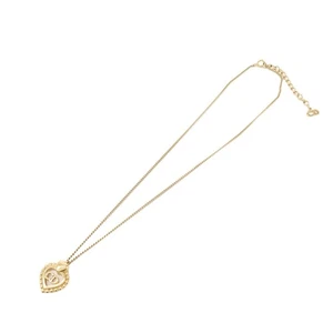 Christian Dior CD Logo Heart Metal Necklace Choker Gold Authentic Used F/S - Picture 1 of 6