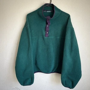 Vintage Woolrich uomo verde 1/4 snap pullover giacca pile taglia large lungo USA - Foto 1 di 8